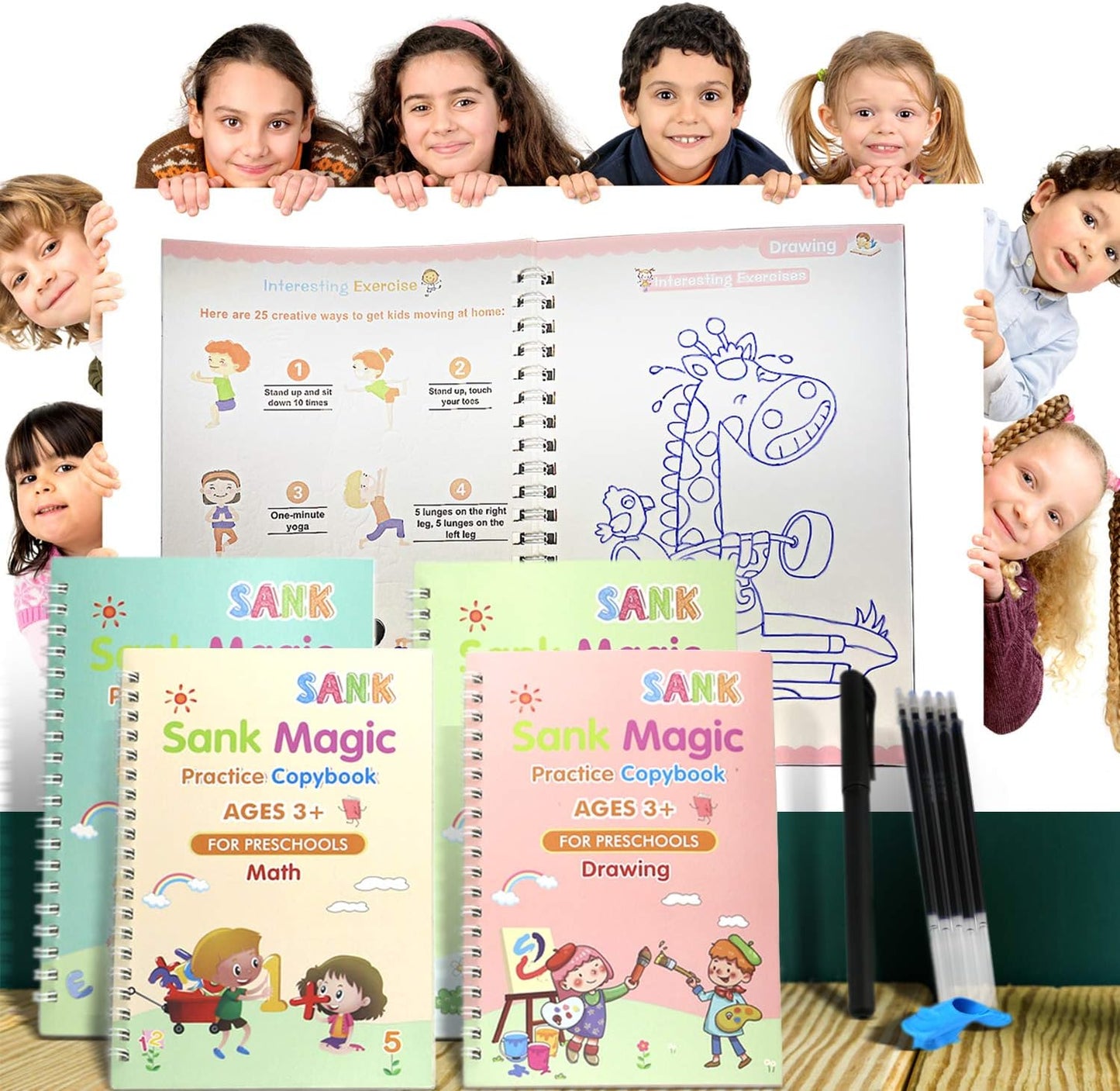 Escritura Libro De Caligrafía Mágica Para Niños, Cuaderno Mágico, Práctica De Escritura Mágica Para Niños,Libro Mágico De Caligrafía, Libro De Caligrafía Mágica