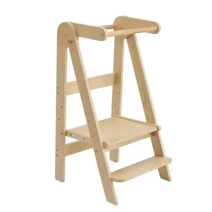 Learning Tower - Solid Wood Foldable Step Stool with Armrest for Toddlers - Ideal for Kitchen Use