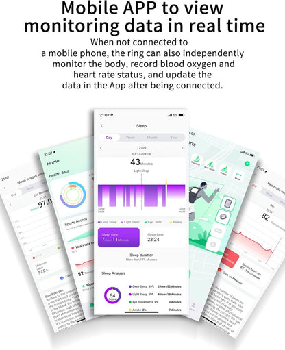 Anillo Inteligente Para Hombres Y Mujeres, Anillos Inteligentes De Salud, Oxígeno En Sangre, Monitor De Presión Arterial, Monitor De Fitness, Monitor De Frecuencia Cardíaca, Sueño, Podómetro, Contador