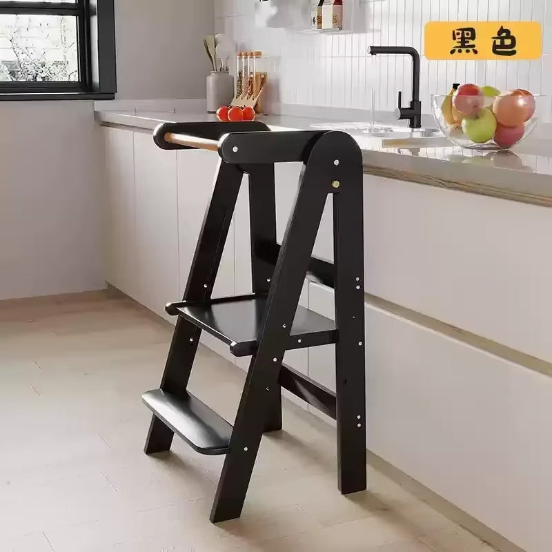 Learning Tower - Solid Wood Foldable Step Stool with Armrest for Toddlers - Ideal for Kitchen Use