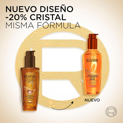 L'Oréal Paris Aceite Tratamiento Sublimador Para El Cabello, Para Todo Tipo De Pelos, Elvive Aceite Extraordinario De Jojoba, 100 Ml