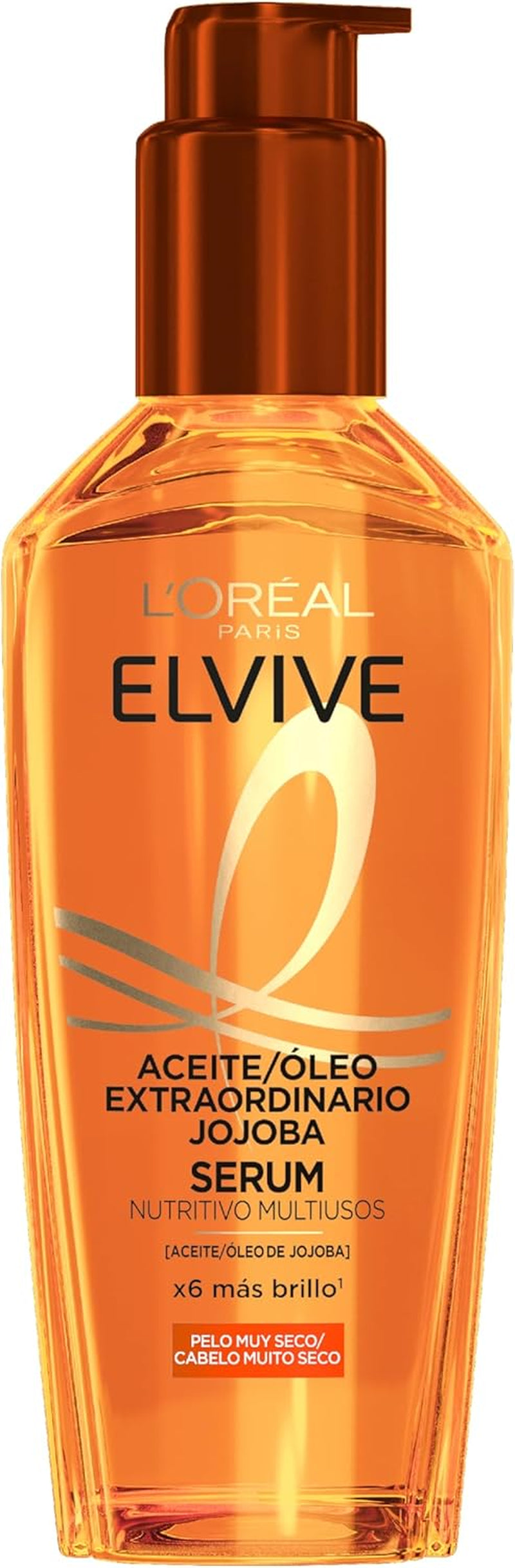 L'Oréal Paris Aceite Tratamiento Sublimador Para El Cabello, Para Todo Tipo De Pelos, Elvive Aceite Extraordinario De Jojoba, 100 Ml
