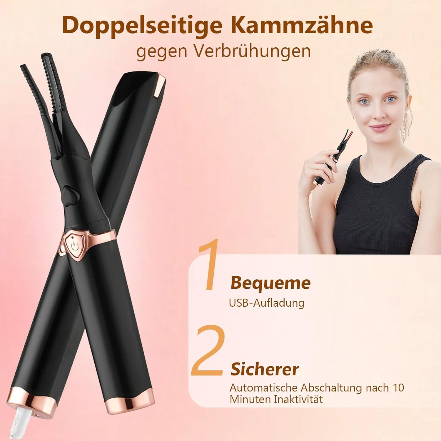 Rizador De Pestañas Calefactable, Rizador De Pestañas Eléctrico, Rizador De Pestañas Con USB, 3 Modos De Temperatura, 15 Segundos, Calentamiento Rápido Para Pestañas Postizas Auténticas, Buen