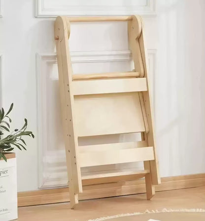 Learning Tower - Solid Wood Foldable Step Stool with Armrest for Toddlers - Ideal for Kitchen Use