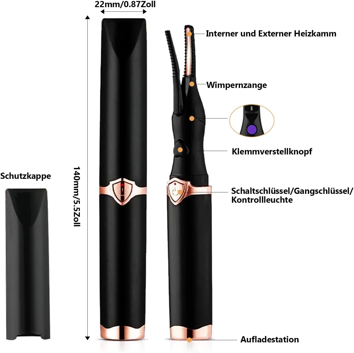 Rizador De Pestañas Calefactable, Rizador De Pestañas Eléctrico, Rizador De Pestañas Con USB, 3 Modos De Temperatura, 15 Segundos, Calentamiento Rápido Para Pestañas Postizas Auténticas, Buen