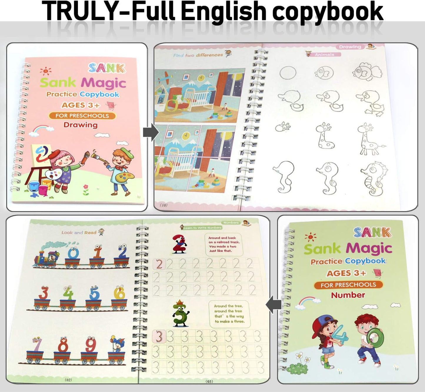 Escritura Libro De Caligrafía Mágica Para Niños, Cuaderno Mágico, Práctica De Escritura Mágica Para Niños,Libro Mágico De Caligrafía, Libro De Caligrafía Mágica